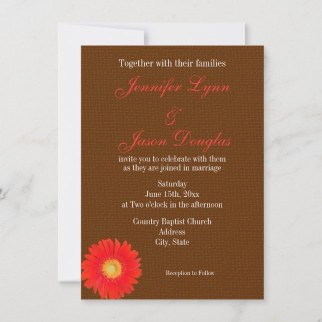 Faire-part de mariage orange de toile de jute de (Devant)