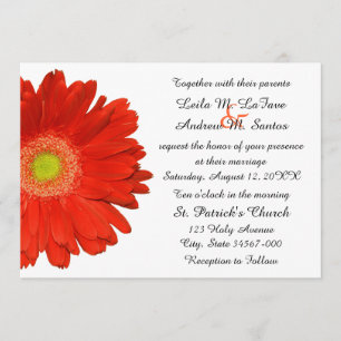Faire-part de mariage orange élégant de marguerite