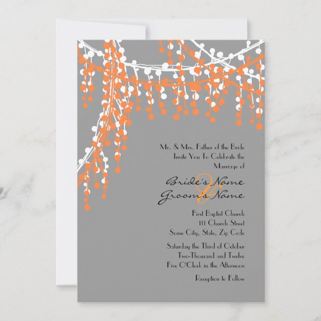 Faire-part de mariage orange et gris (Devant)