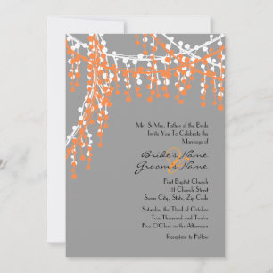 Faire-part de mariage orange et gris