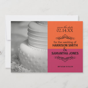 Faire-part de mariage orange et rose pour annoncer