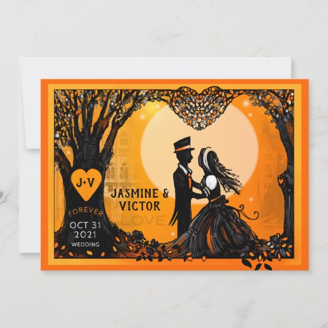 Faire-part de mariage Orange romantique d'automne (Devant)