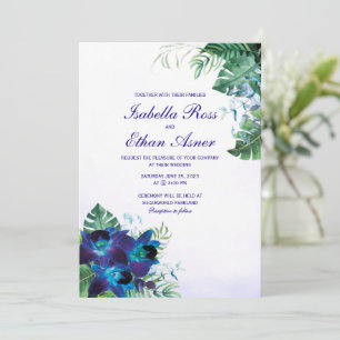 Faire-part de mariage Orchidée Bleue Turquoise Vio