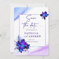 Faire-part de mariage Orchidée Bleue Violette à co