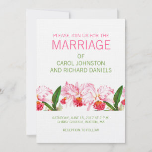FAIRE-PART DE MARIAGE ORCHIDES VINTAGES  VERT ROSE