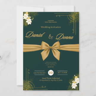 Faire-part de mariage orné de lierre vert forêt