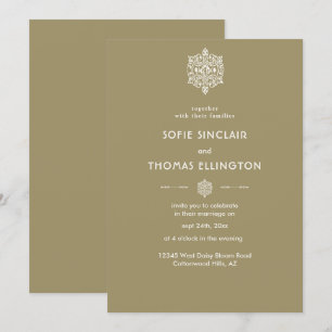 Faire-part de mariage ornement beige