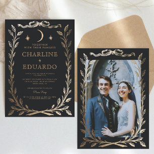 Faire-part de mariage ornemental de l'or noir