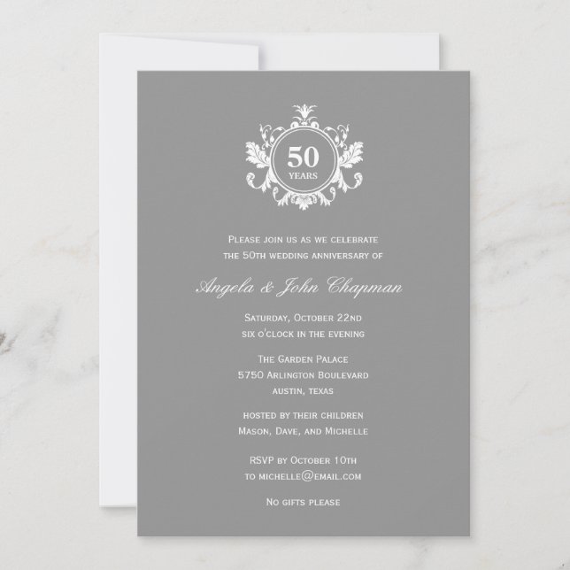 Faire-part de mariage ou d'anniversaire Floral Cha (Devant)