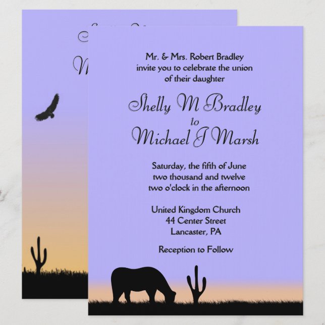 Faire-part de mariage Ouest du crépuscule (Devant / Derrière)