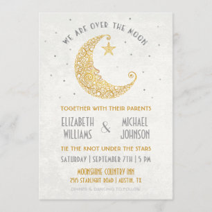 Faire-part de mariage Over the Moon or Gold