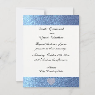 Faire-part de mariage pailleté bleu rêveur