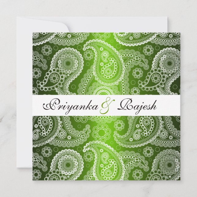Faire-part de mariage Paisley en dentelle blanche  (Devant)