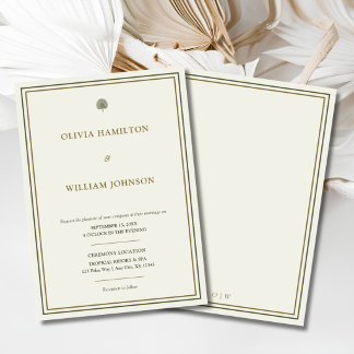 Faire-part de mariage Palmier Ivoire & Or