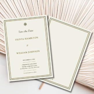 Faire-part de mariage Palmier Ivoire & Or