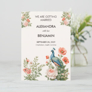 Faire-part de mariage Paon Botanique Vintage Ann