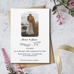 Faire-part de mariage papier avion de voyage moder