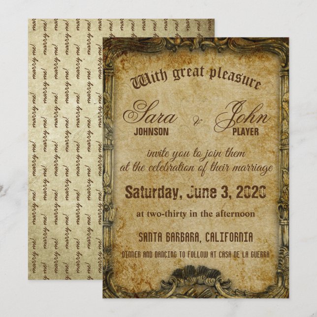 faire-part de mariage papier Brown vintage (Devant / Derrière)