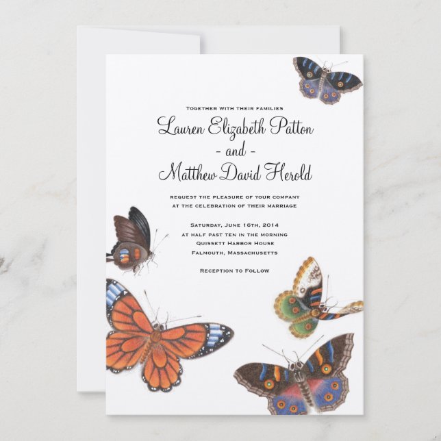 Faire-part de mariage papillon (Devant)