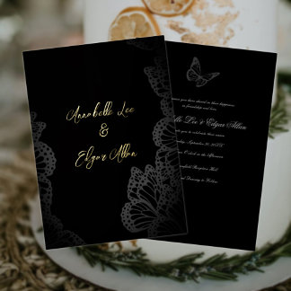 Faire-part de mariage papillon gothique