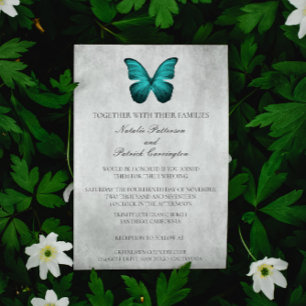 Faire-part de mariage papillon turquoise