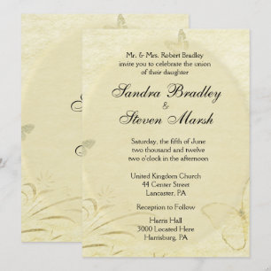 Faire-part de mariage papillon vintage
