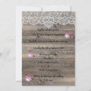Faire-part de mariage papillon vintage rustique