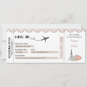 Faire-part de mariage, Paris Boarding Pass