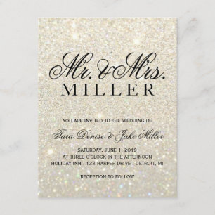 Faire-part de mariage - parties scintillantes d'or