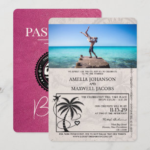 Faire-part de mariage Passeport de Magenta Pink Ba