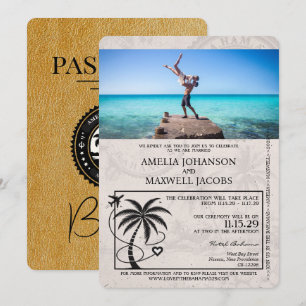 Faire-part de mariage Passport Gold Bahamas