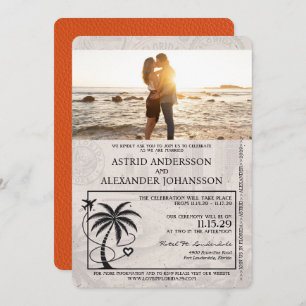 Faire-part de mariage Passport Orange Florida
