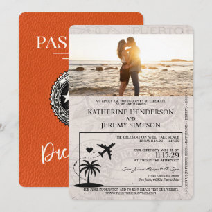 Faire-part de mariage Passport Porto Rico Orange