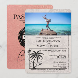 Faire-part de mariage Passport rose Gold Bahamas