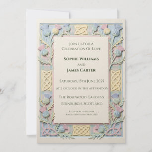 Faire-part de mariage Pastel 3D Celtic Thistle