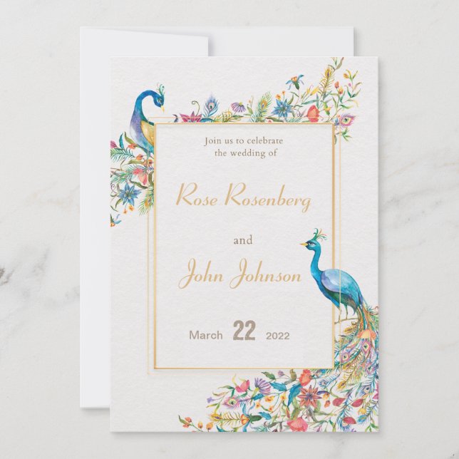 Faire-part de mariage Peacock (Devant)