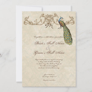 Faire-part de mariage Peacock & Etchs vintage