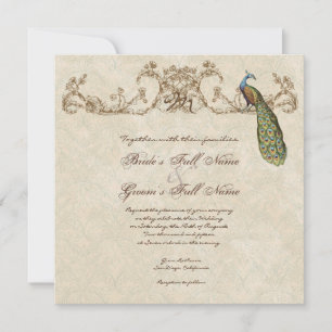 Faire-part de mariage Peacock & Etchs vintage