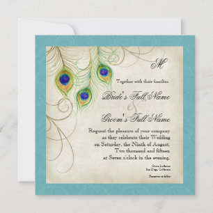 Faire-part de mariage Peacock Feathers