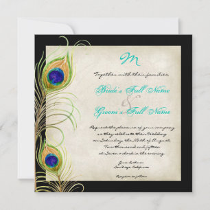 Faire-part de mariage Peacock Feathers