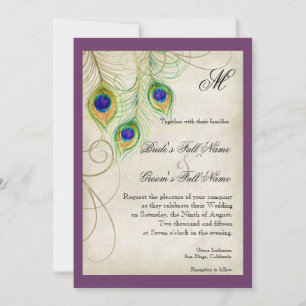 Faire-part de mariage Peacock Feathers