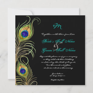 Faire-part de mariage Peacock Feathers