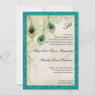 Faire-part de mariage Peacock Feathers