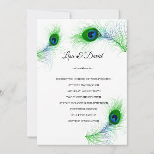 Faire-part de mariage-Peacock Feathers Invitation