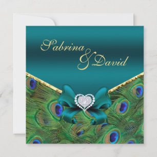Faire-part de mariage Peacock turquoise