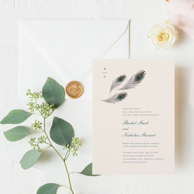 Faire-part de mariage Peacock vintage (Créateur téléchargé)