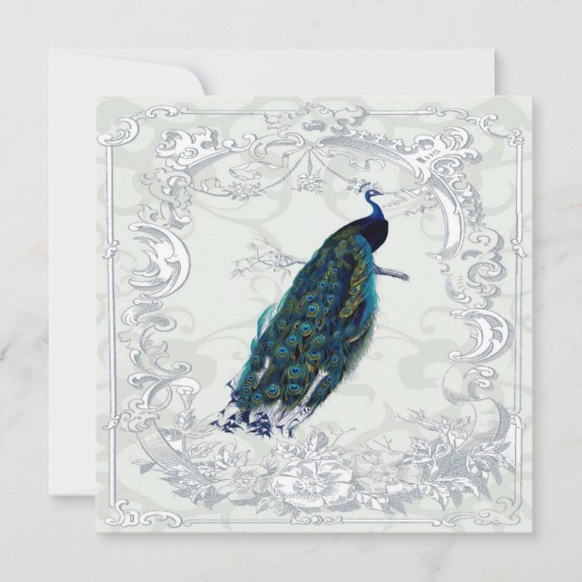 Faire-part de mariage Peacock vintage (Devant)