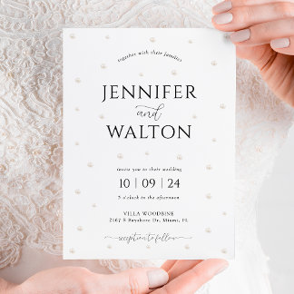 Faire-part de mariage perles blanches