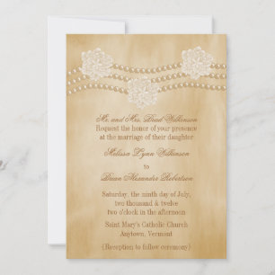 Faire-part de mariage perles et fleurs