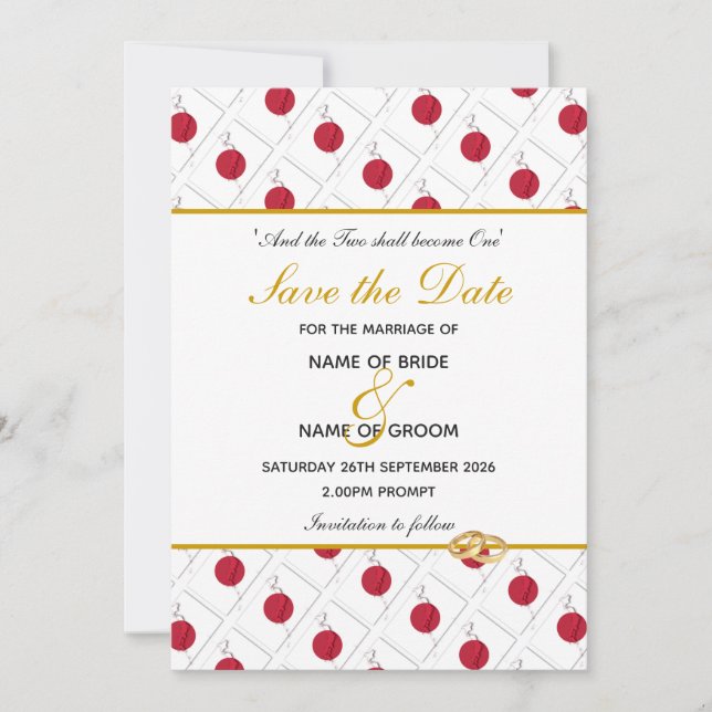 Faire-part de mariage personnalisé avec DRAPEAU DU (Devant)